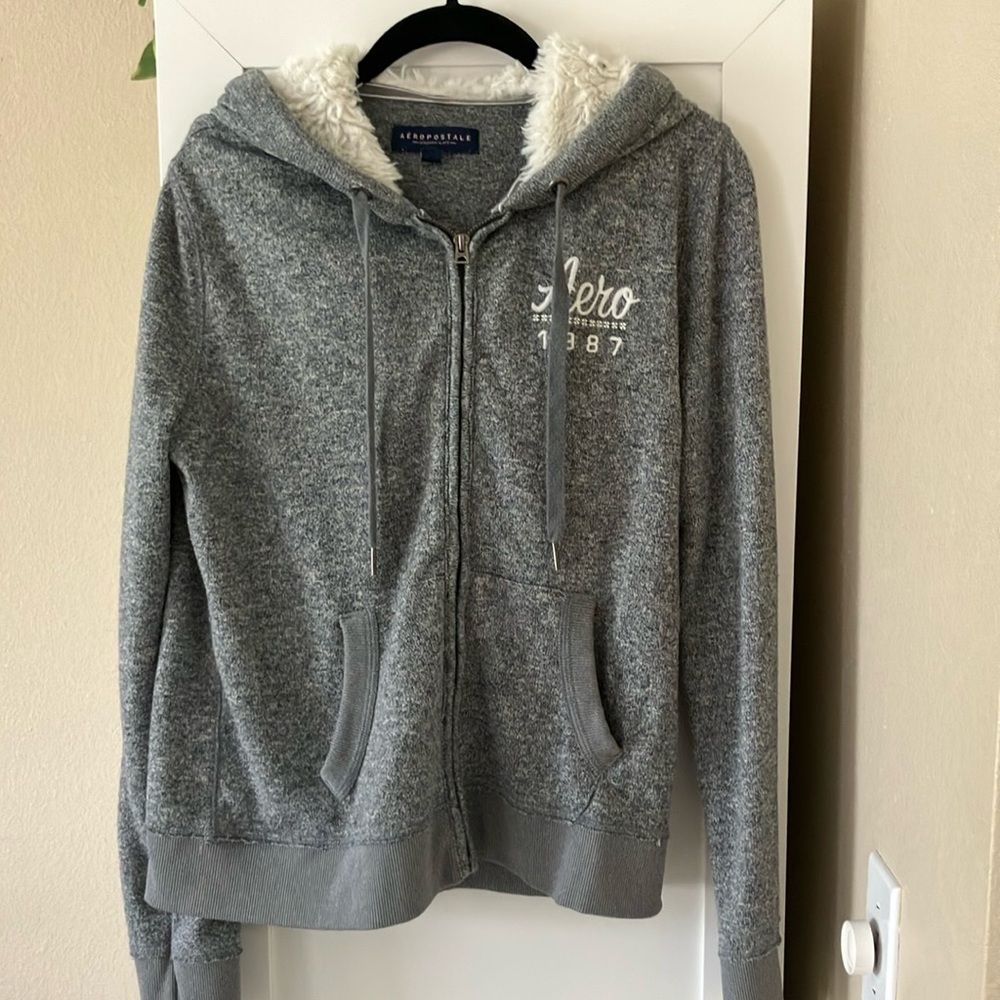 Gray Aero 1987 Zip-Up Hoodie -size Large